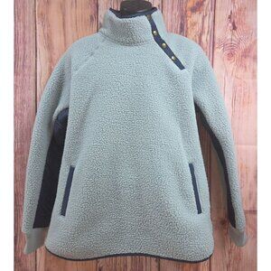 Southern Tide Womens Light Blue Sherpa Pullover Jacket Large Snap Placket